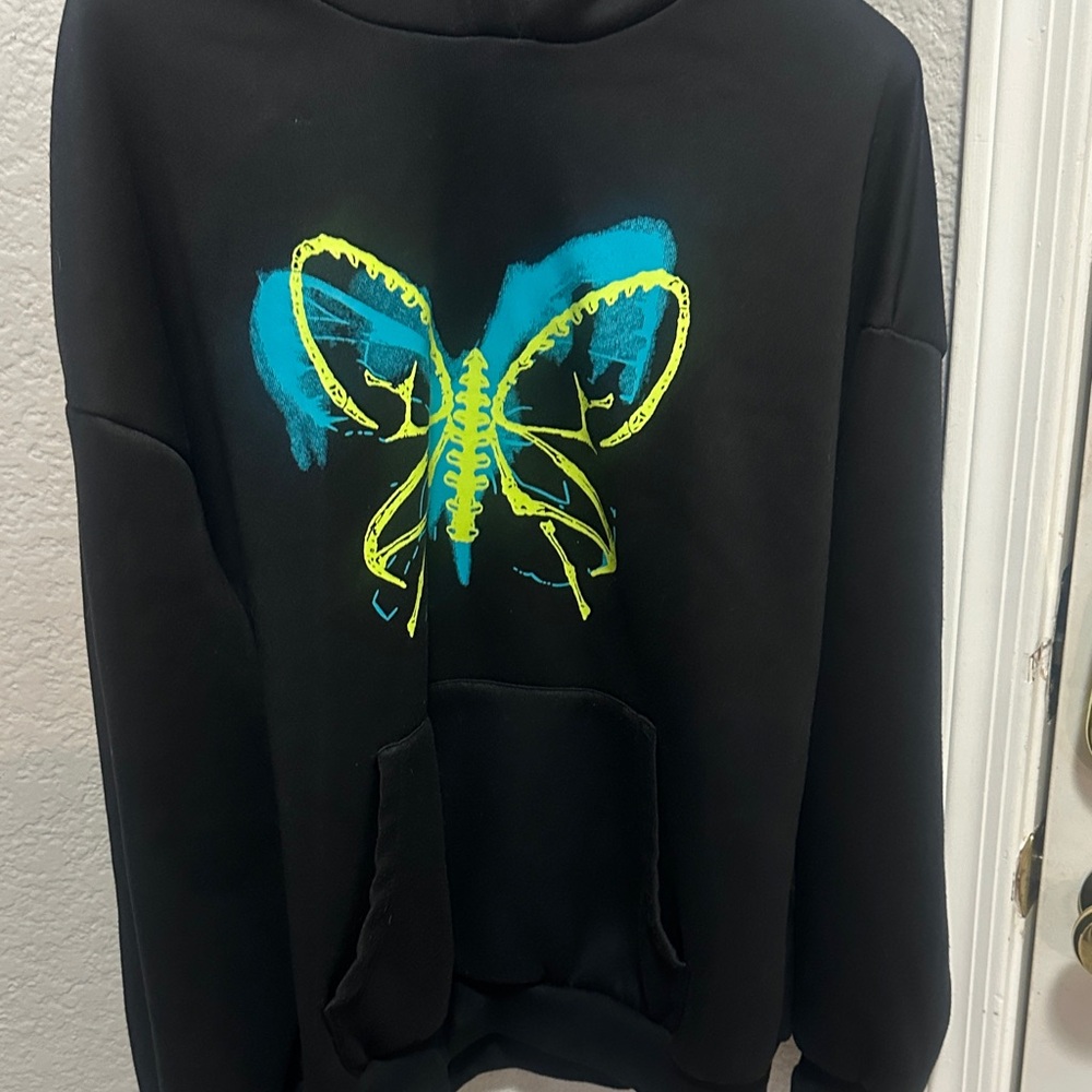 Black Hoodie with Butterfly Design